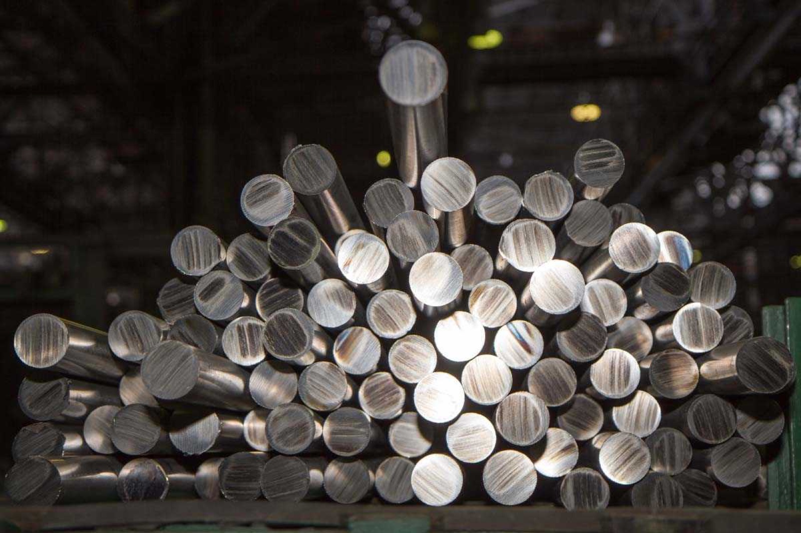Bundle of steel round bar stock